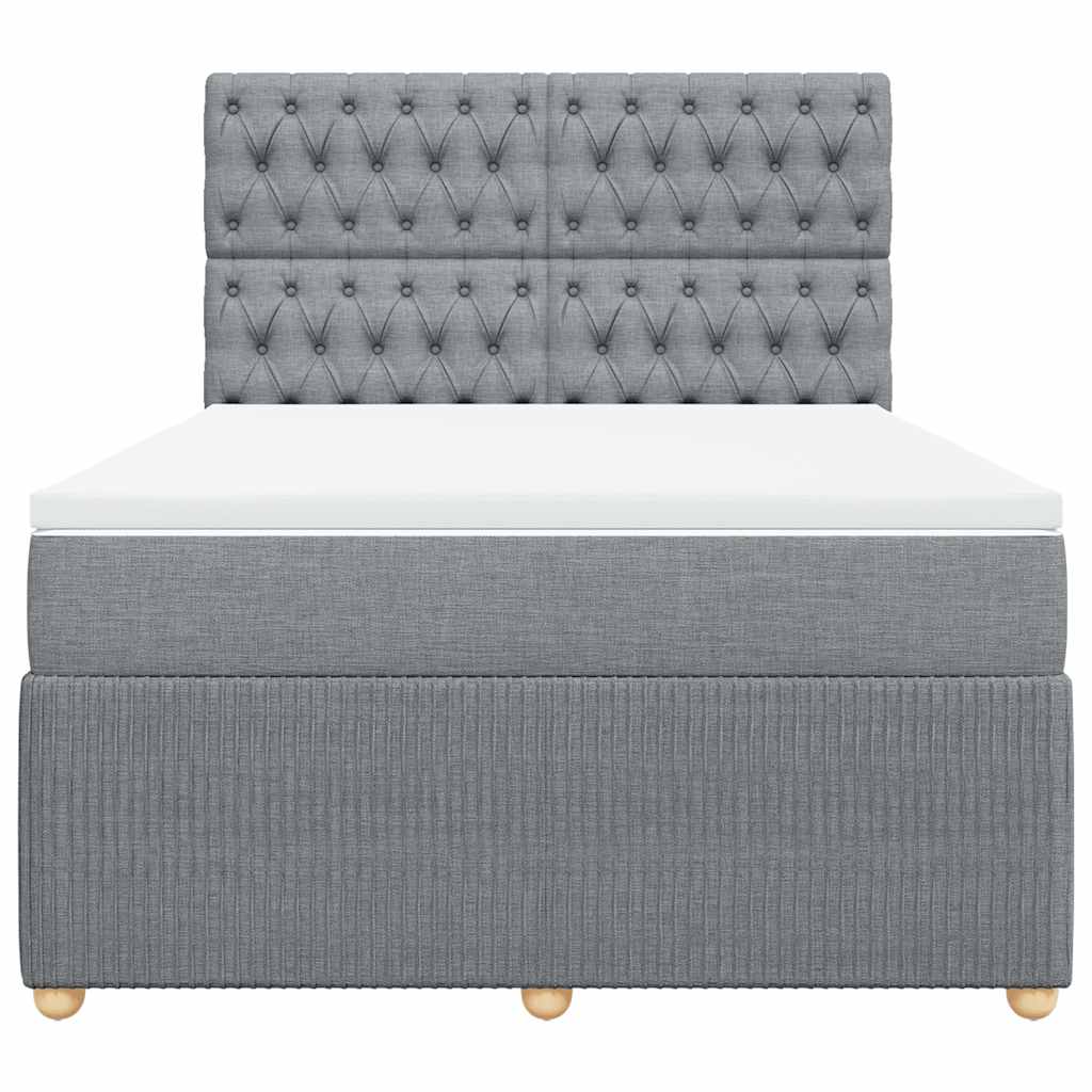 Cama com molas/colchão 140x190 cm tecido cinzento-claro