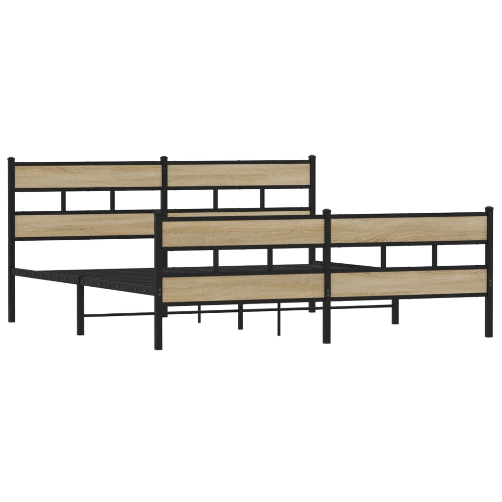 Estrutura de cama sem colchão 183x213cm metal carvalho sonoma