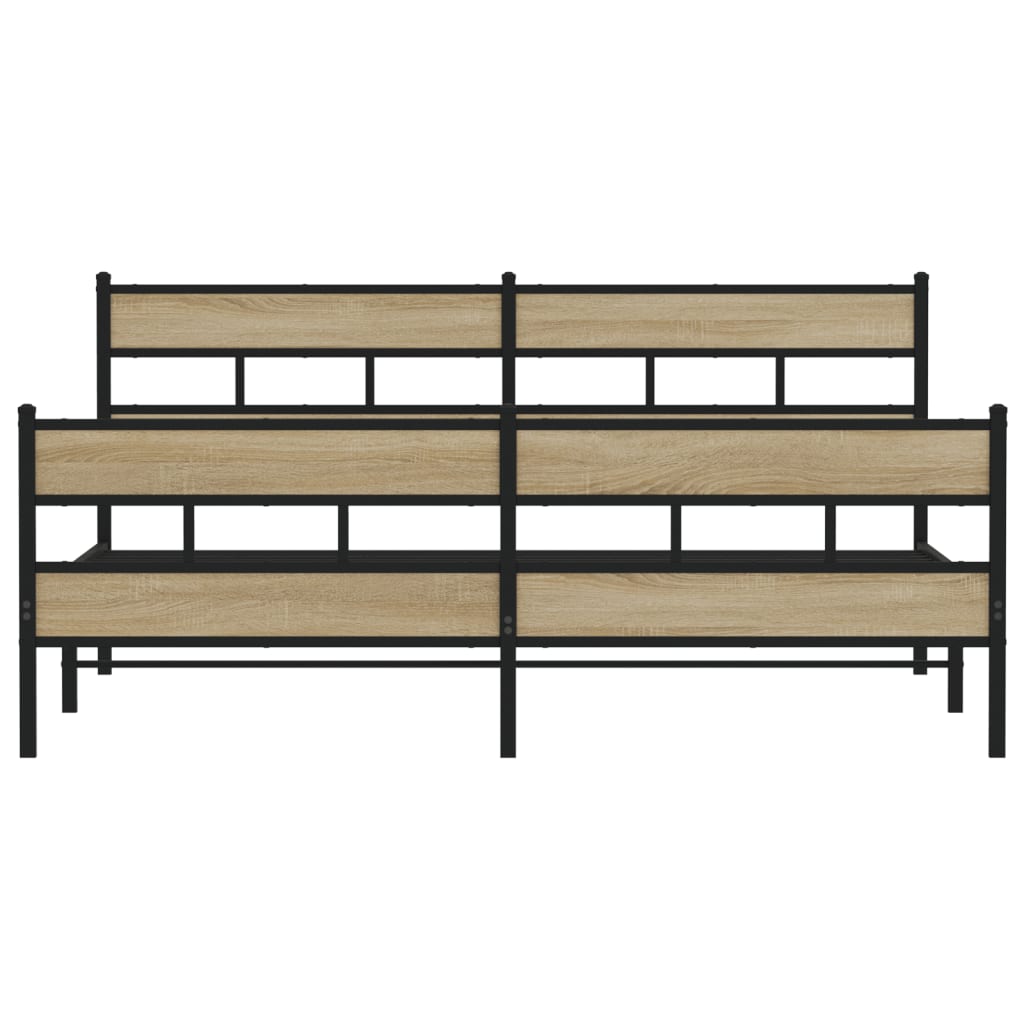 Estrutura de cama sem colchão 183x213cm metal carvalho sonoma
