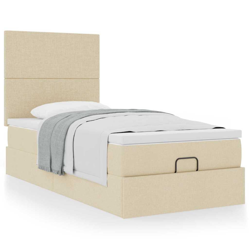 Cama otomana com colchão 90x200 cm tecido creme