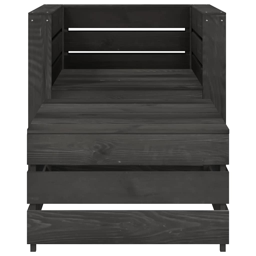 2 Pcs conjunto lounge jardim em paletes pinho impregnado cinza