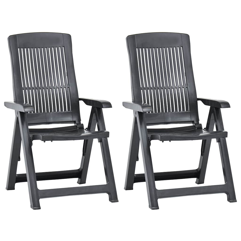 Cadeiras de jardim reclináveis 2 pcs plástico antracite