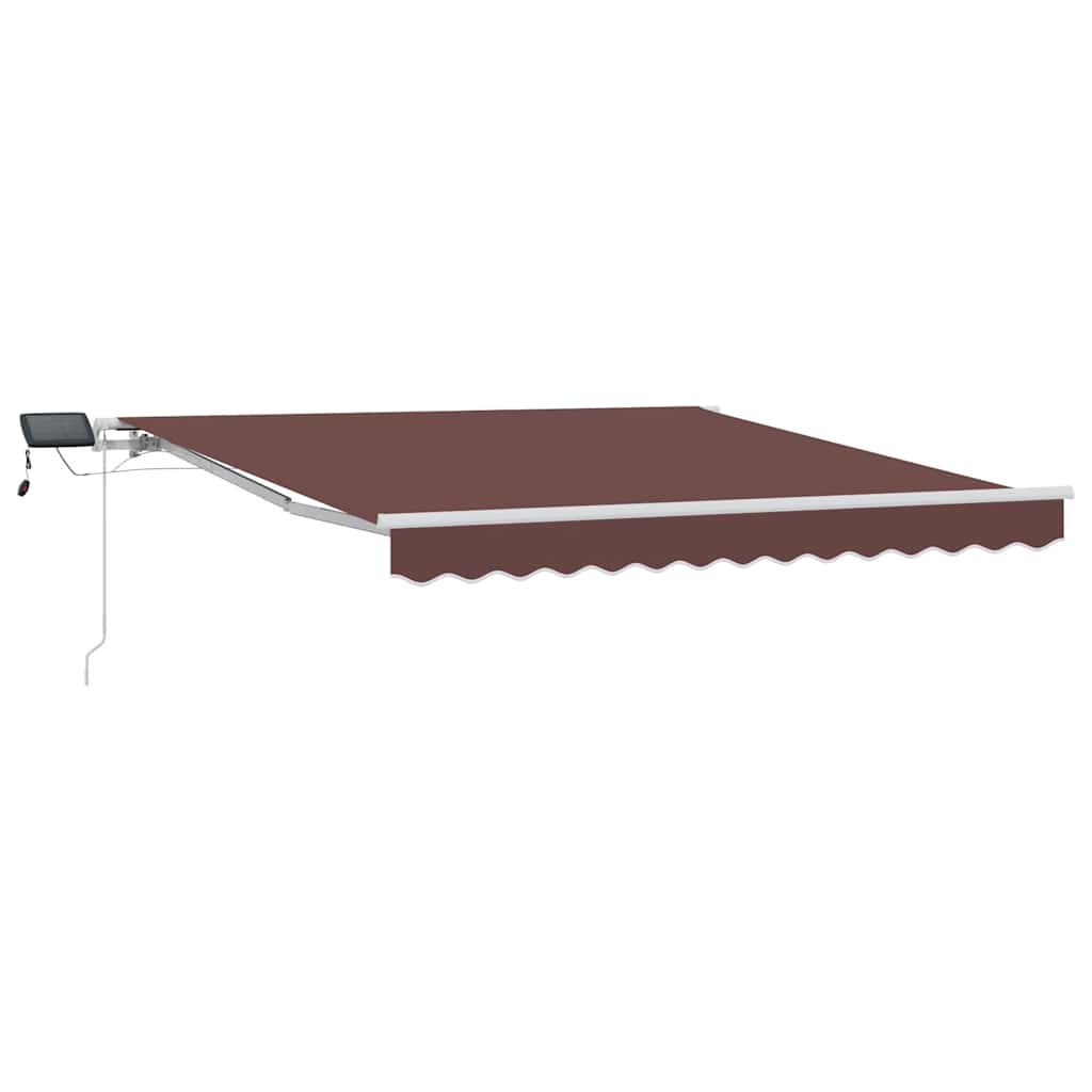 Toldo retrátil manual com luzes LED 300x250 cm castanho