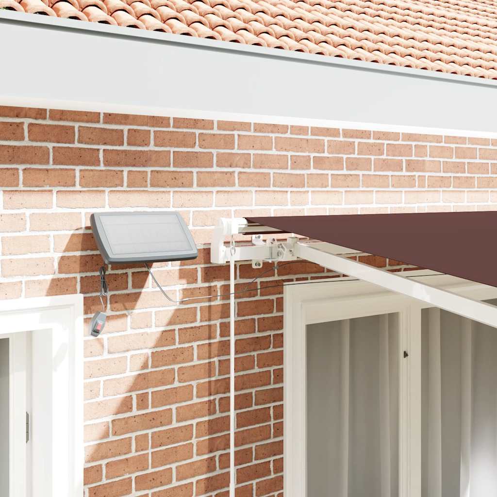 Toldo retrátil manual com luzes LED 300x250 cm castanho