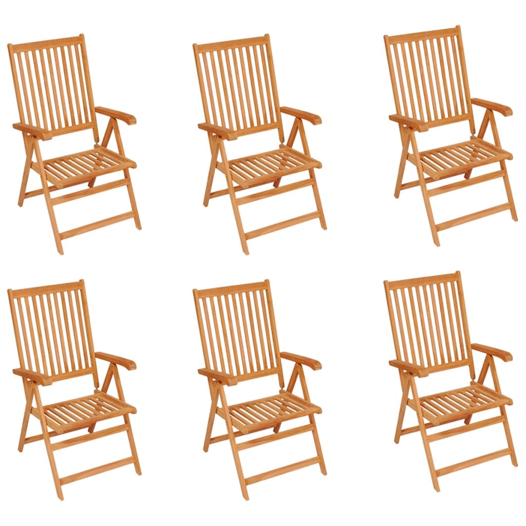 Cadeiras de jardim c/ almofadões antracite 6 pcs teca maciça