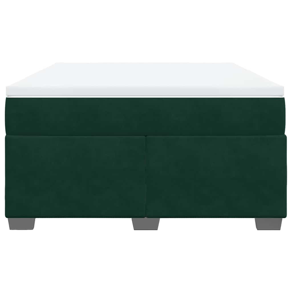 Cama com molas/colchão 160x200 cm veludo verde-escuro