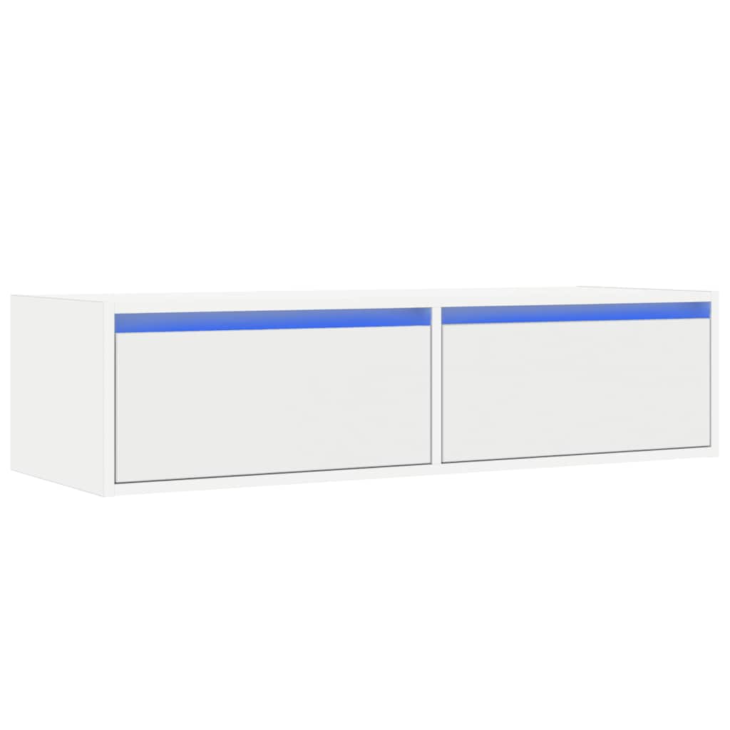 Móvel de TV com luzes LED 100x35,5x25 cm branco