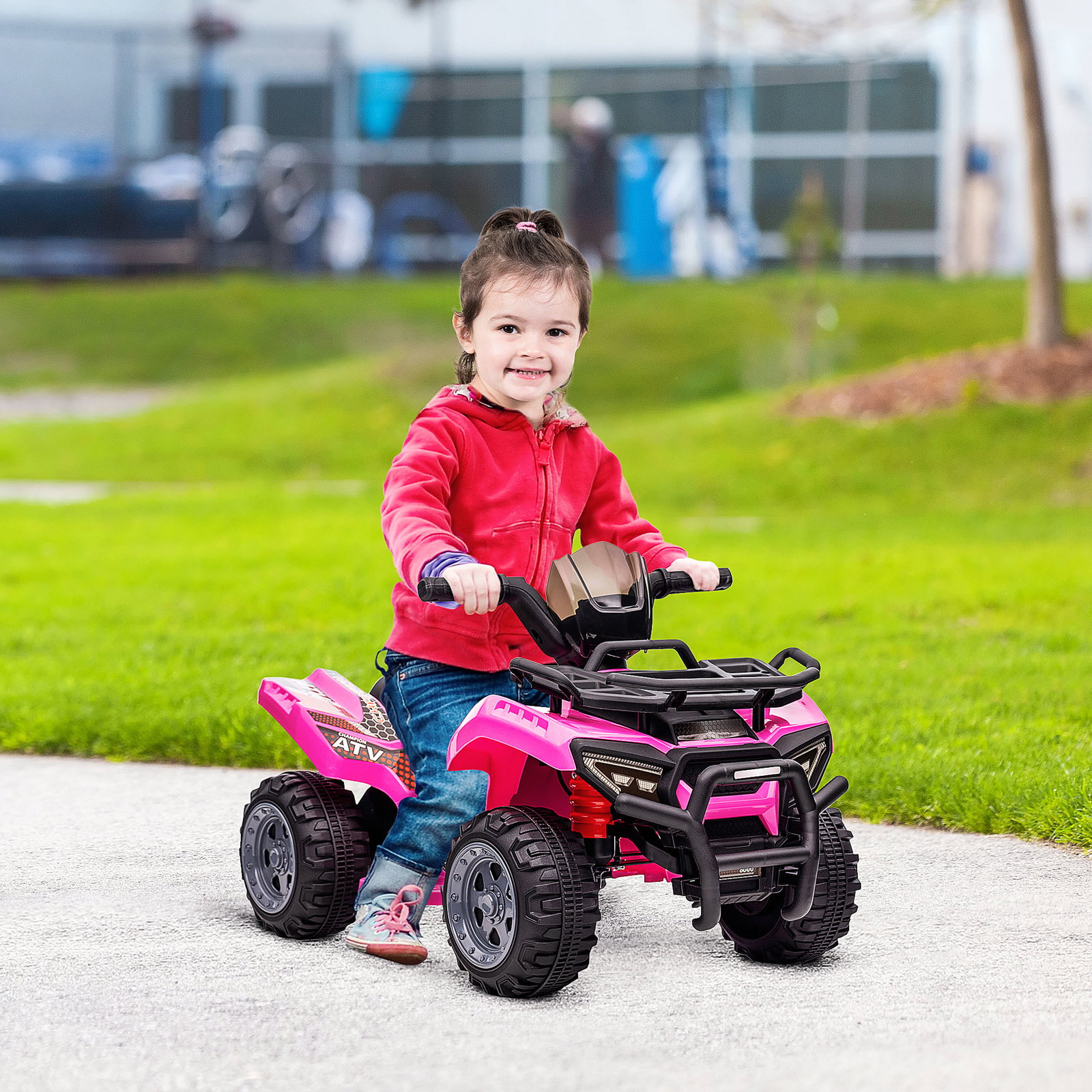 Quadriciclo Elétrico para Crianças Veículo Elétrico a Bateria 6V Infantil com Velocidade 2km/h 70x42x45 cm Rosa