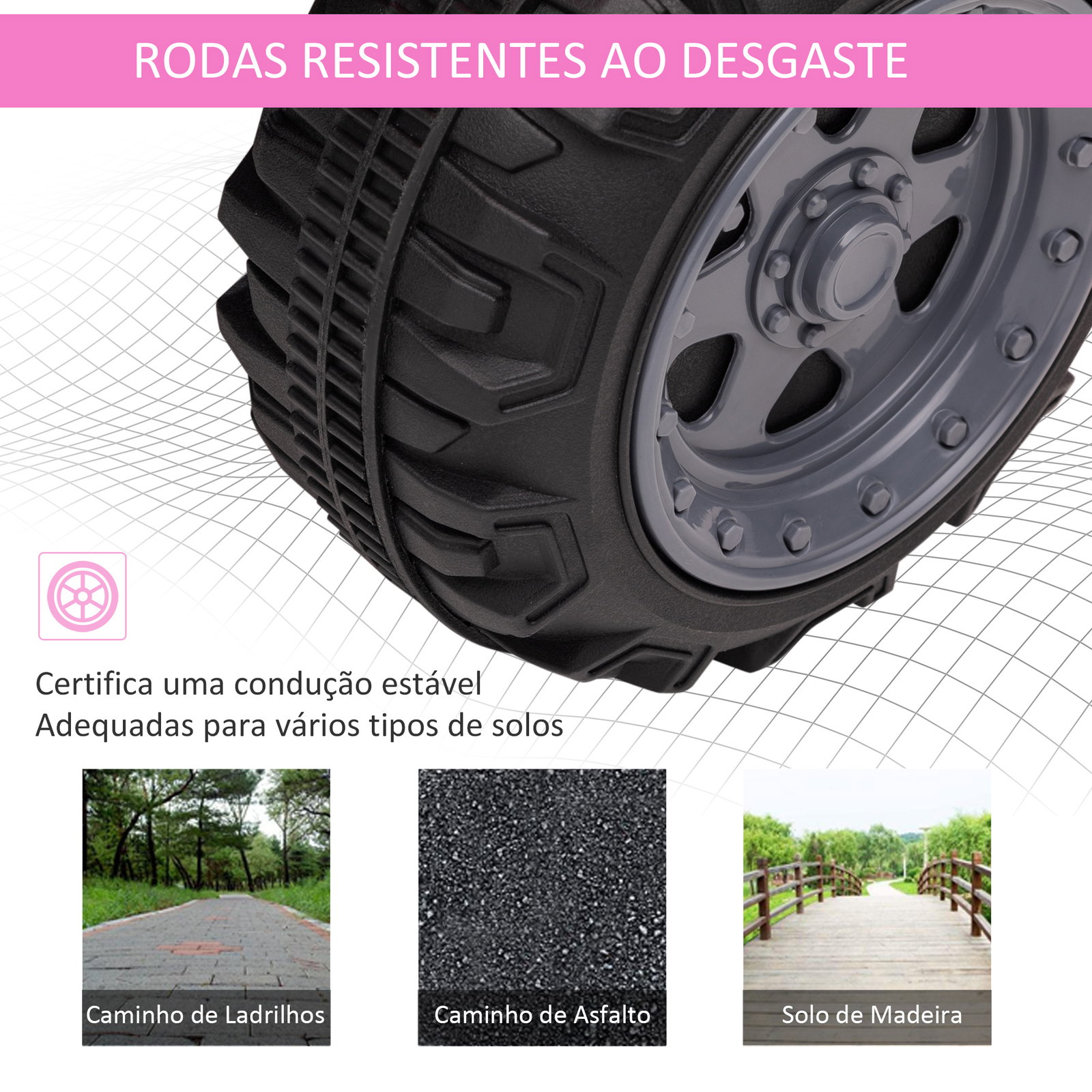 Quadriciclo Elétrico para Crianças Veículo Elétrico a Bateria 6V Infantil com Velocidade 2km/h 70x42x45 cm Rosa