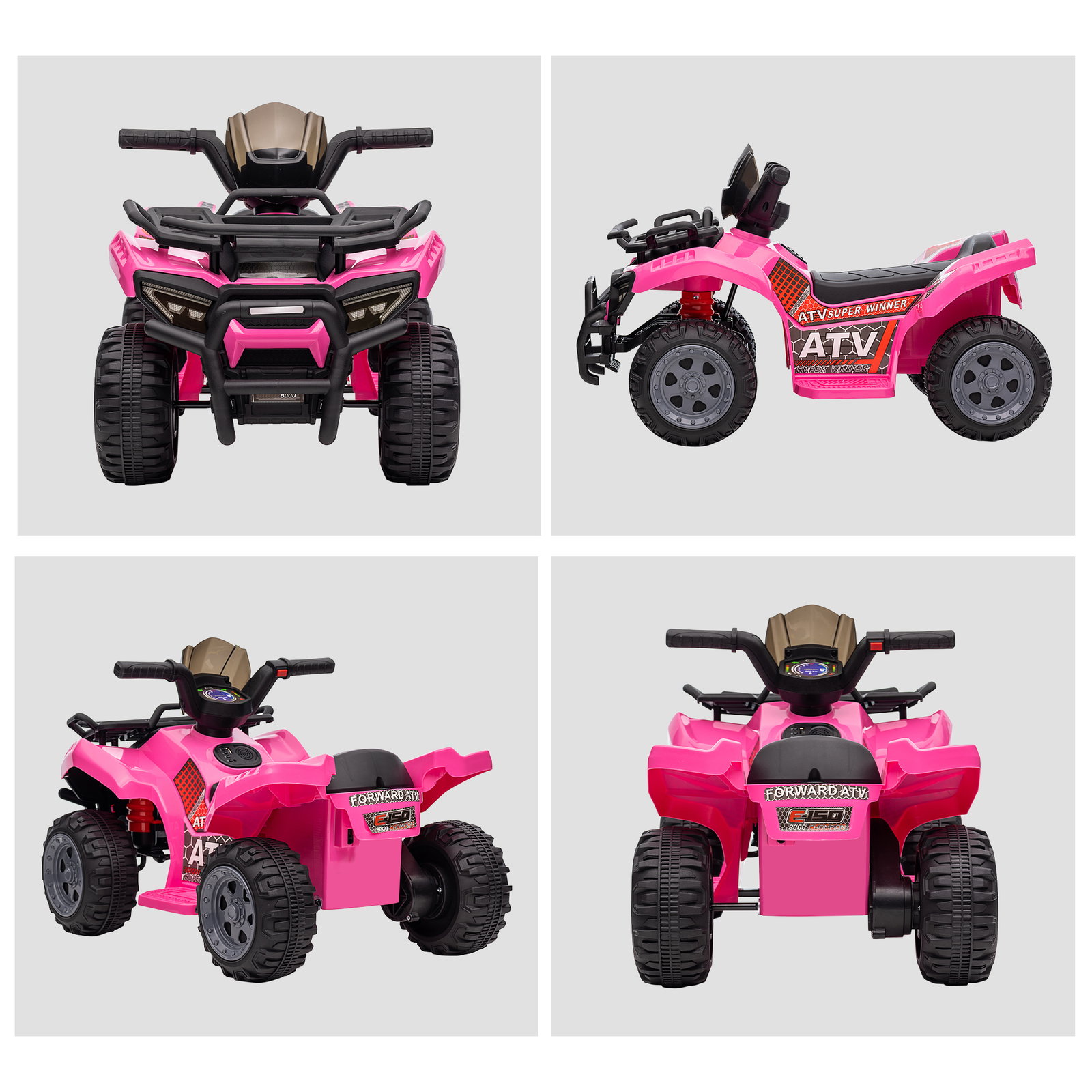 Quadriciclo Elétrico para Crianças Veículo Elétrico a Bateria 6V Infantil com Velocidade 2km/h 70x42x45 cm Rosa