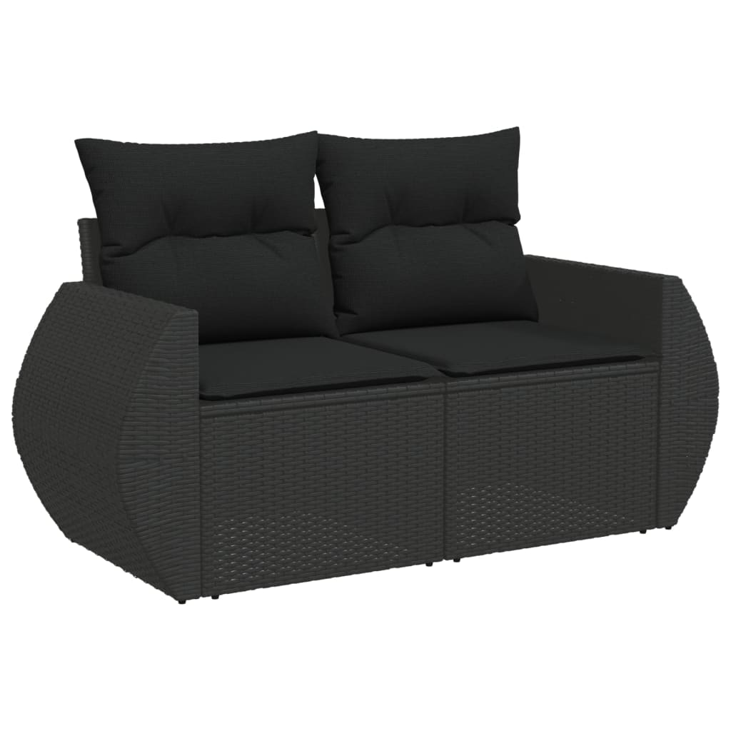 9 Pcs conjunto de sofás p/ jardim c/ almofadões vime PE preto