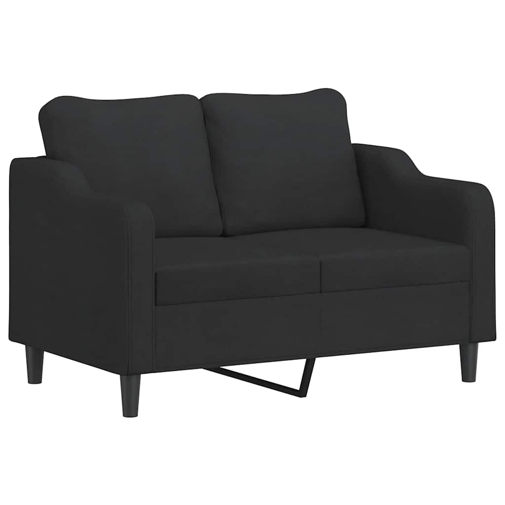 2 Pcs conjunto de sofás com almofadões tecido preto