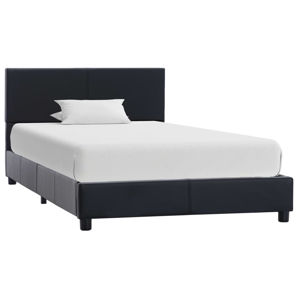 Estrutura de cama 90x200 cm couro artificial preto