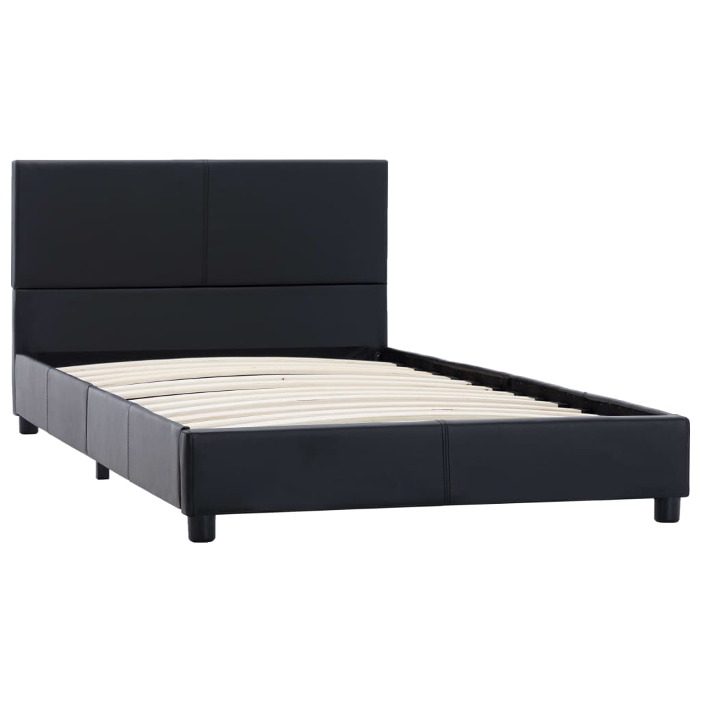 Estrutura de cama 90x200 cm couro artificial preto