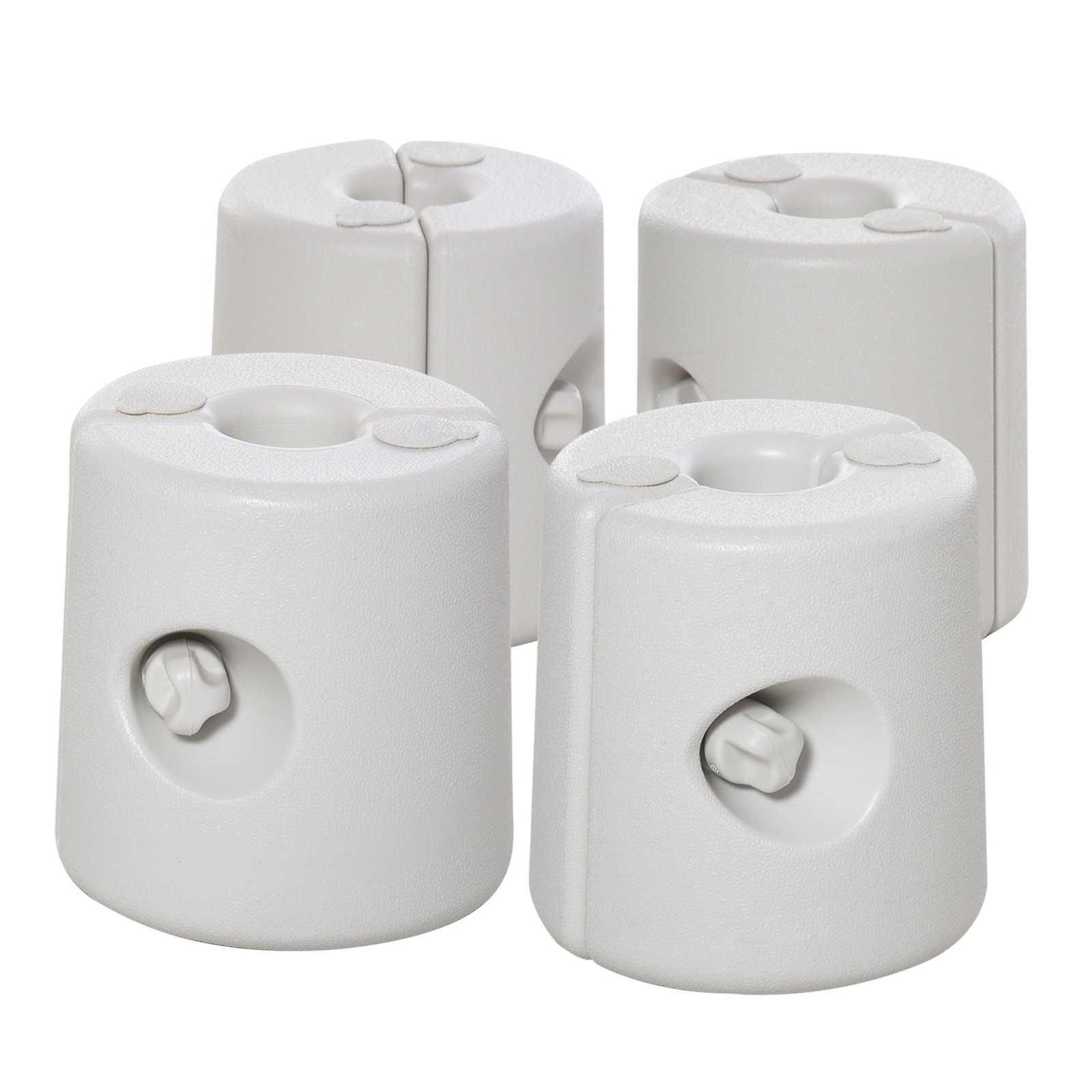 Conjunto de 4 Pesos para Tendas Dobráveis Suportes Enchíveis com 9 kg de Água com Maçanetas de Fixação Ø22/24x25 cm Branco