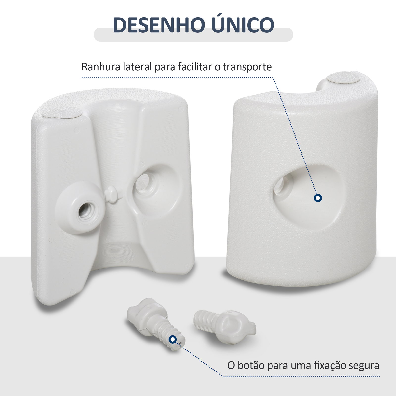 Conjunto de 4 Pesos para Tendas Dobráveis Suportes Enchíveis com 9 kg de Água com Maçanetas de Fixação Ø22/24x25 cm Branco