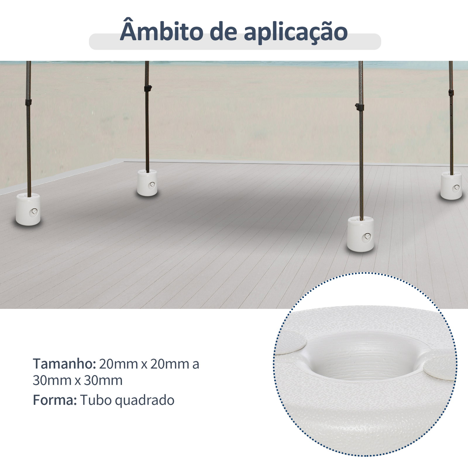 Conjunto de 4 Pesos para Tendas Dobráveis Suportes Enchíveis com 9 kg de Água com Maçanetas de Fixação Ø22/24x25 cm Branco
