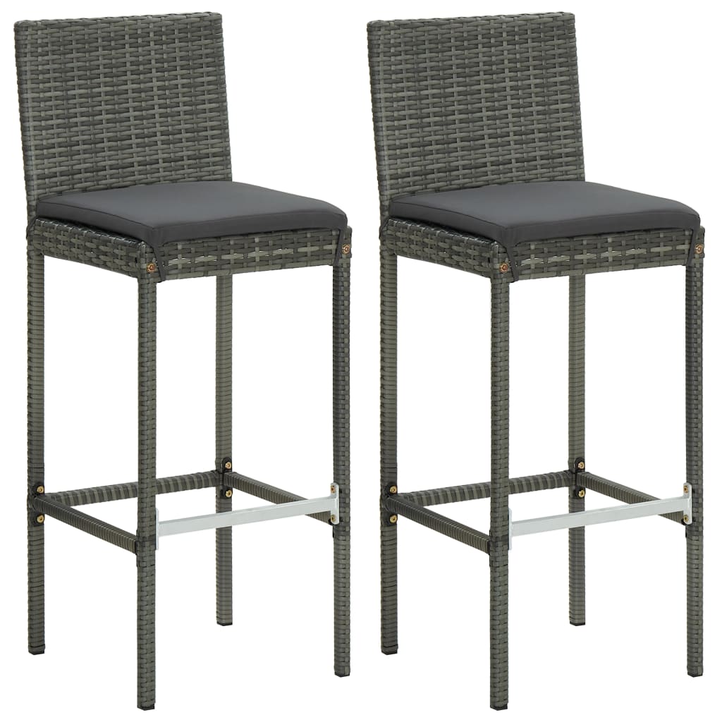 3 Pcs conjunto de bar para jardim com almofadões cinzento