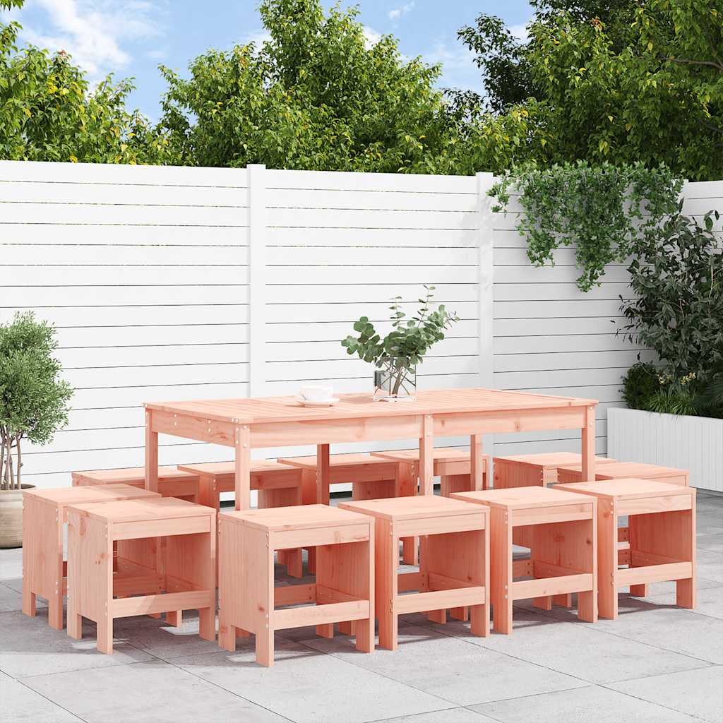 13 Pcs conjunto de jantar para jardim madeira de douglas maciça