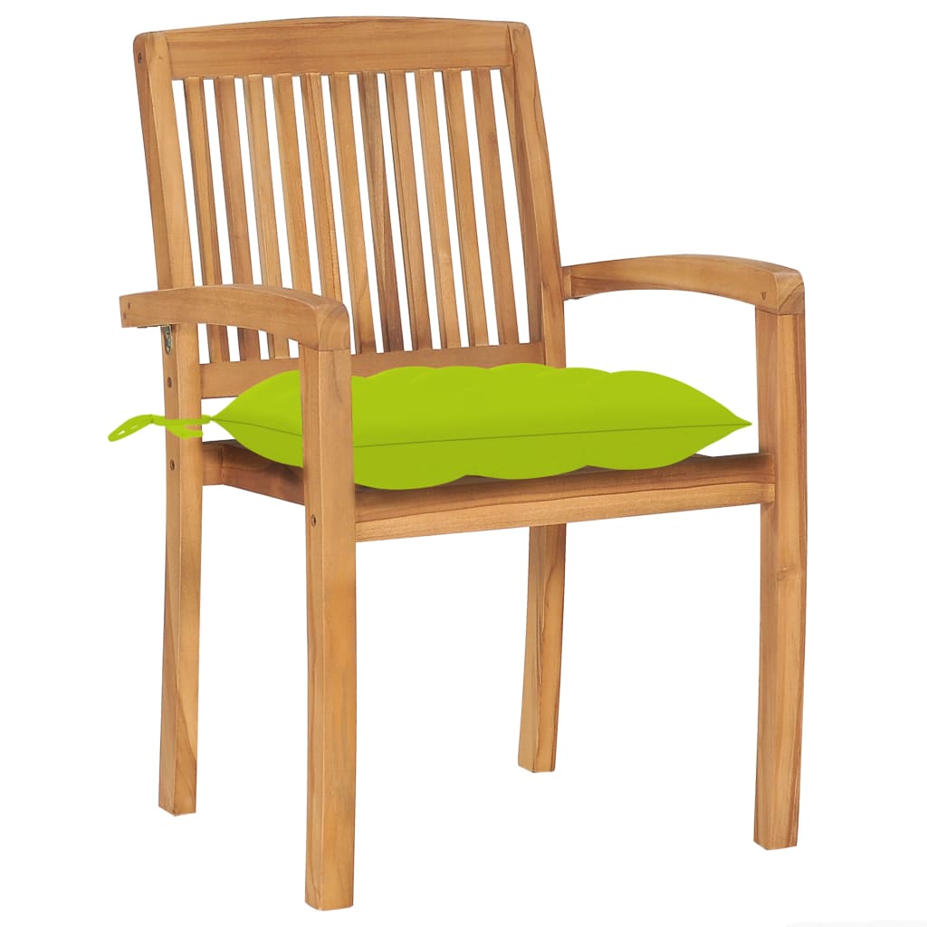 Cadeiras de jardim empiháveis c/ almofadões 8 pcs teca maciça