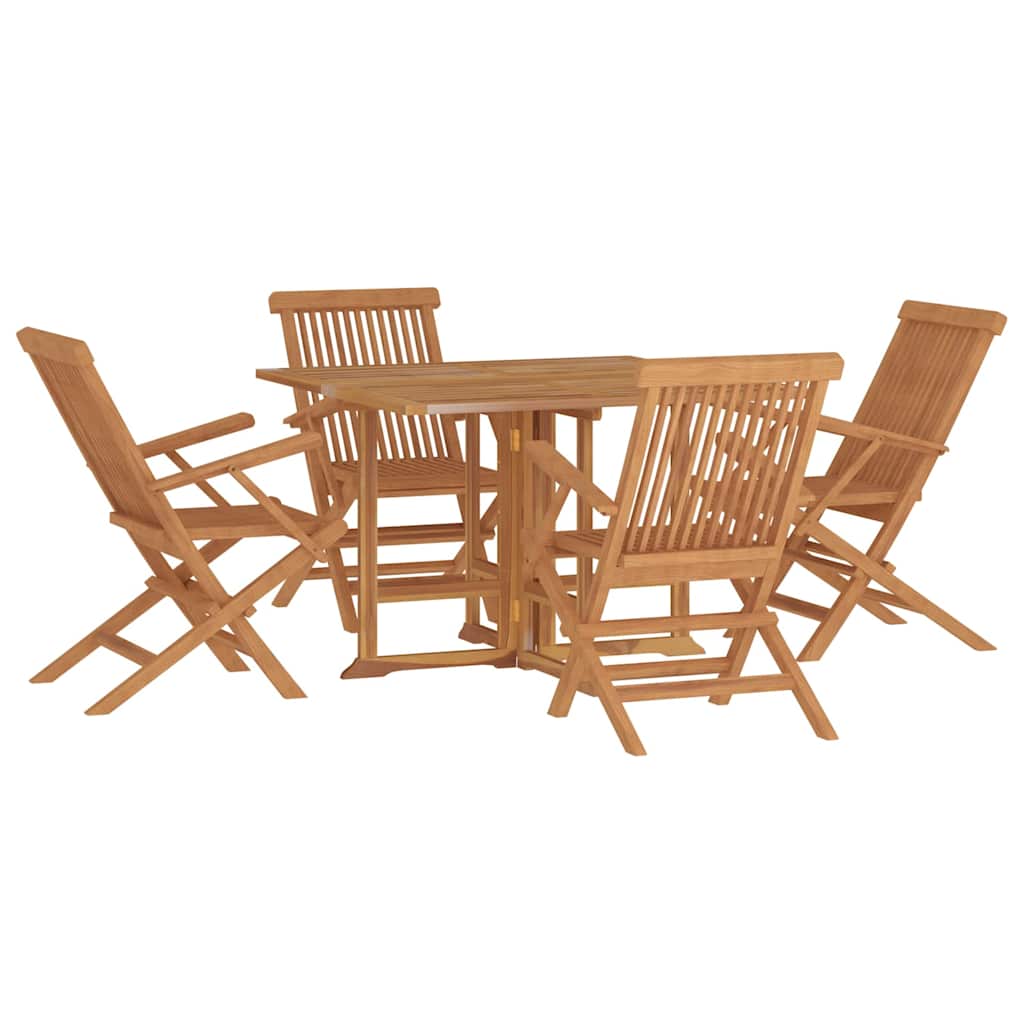 5 Pcs conjunto jantar dobrável p/ exterior madeira teca maciça