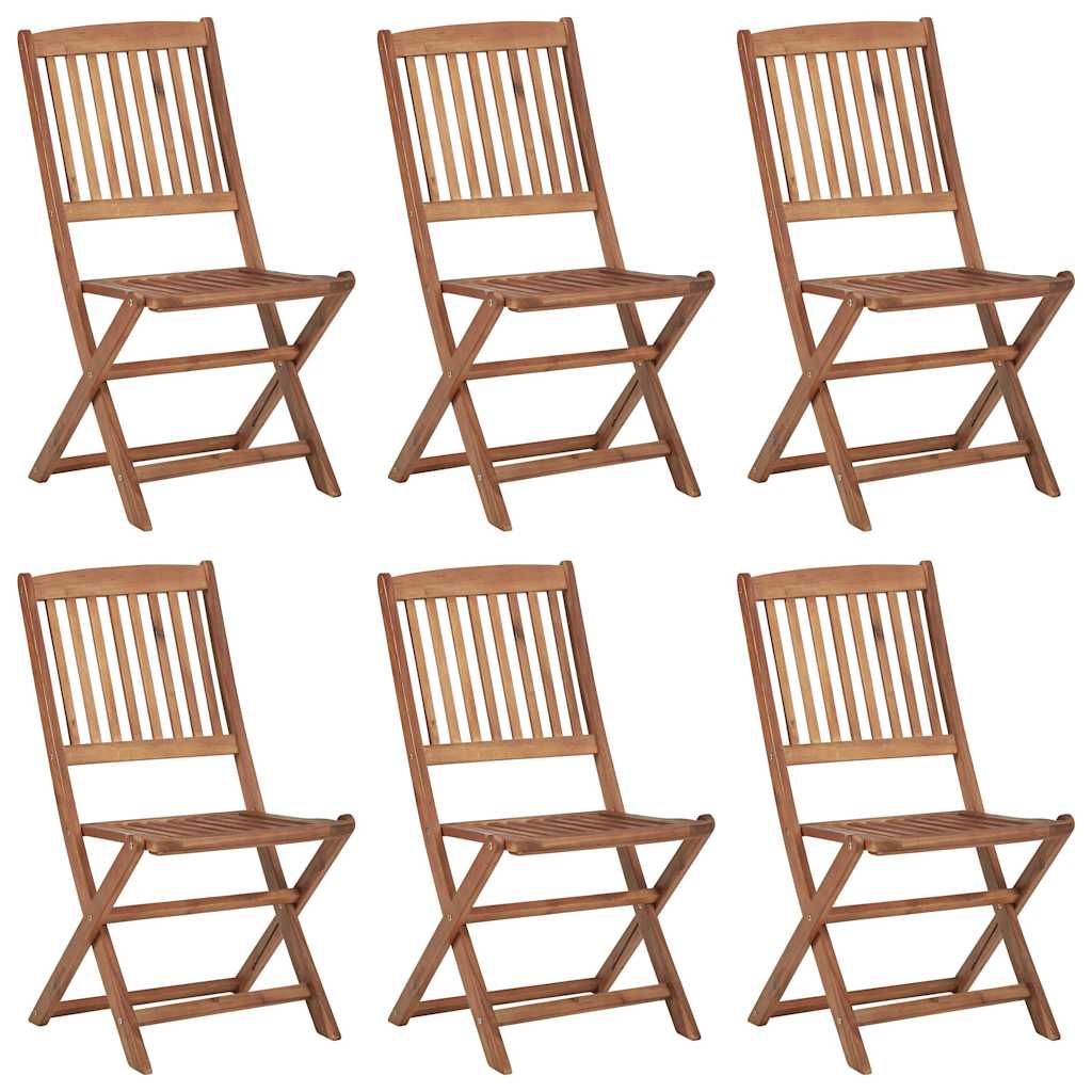 Cadeiras de jardim dobráveis c/ almofadões 6 pcs acácia maciça