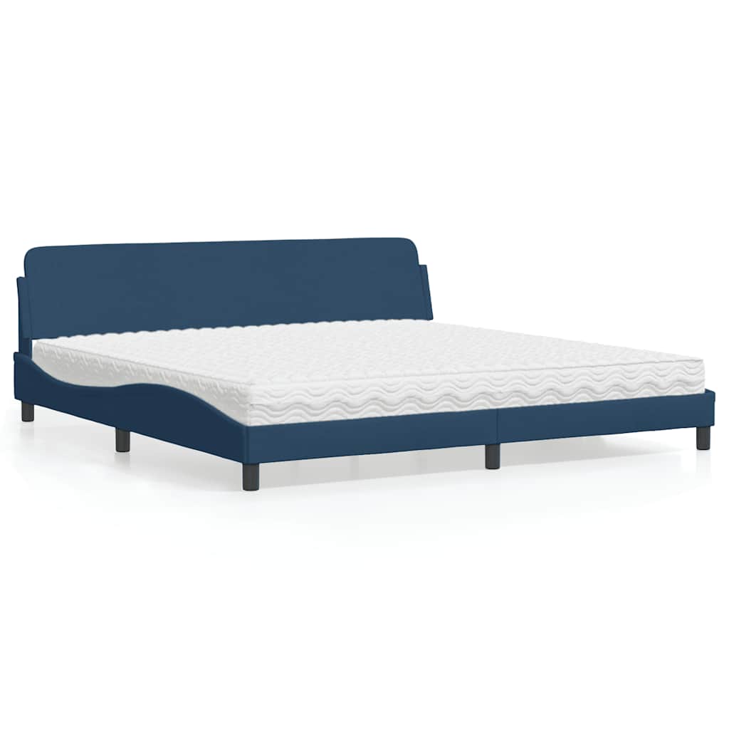 Cama com colchão dover 200x200 cm tecido azul