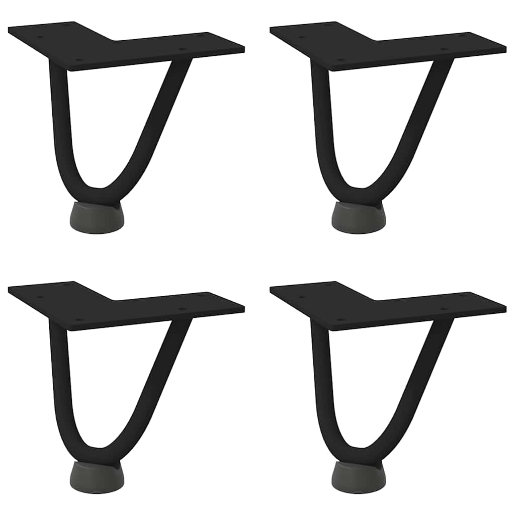 Pernas de grampo para mesa de centro 4 peças pretas 10 cm aço maciço