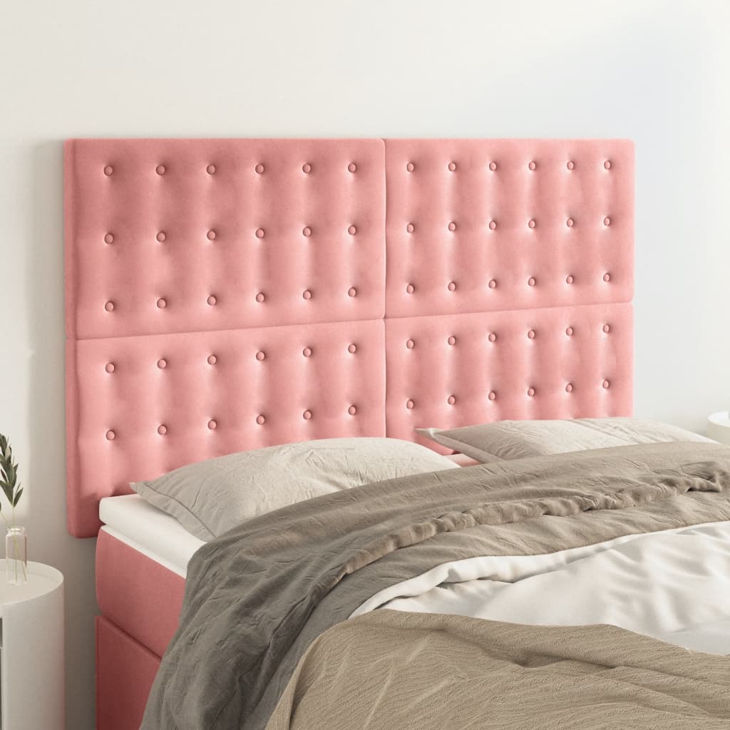 Cabeceira rosa 144x5x118/128 cm veludo