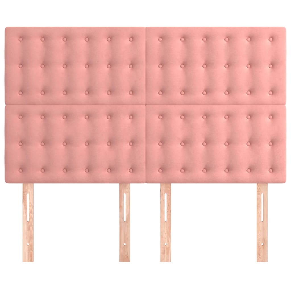 Cabeceira rosa 144x5x118/128 cm veludo