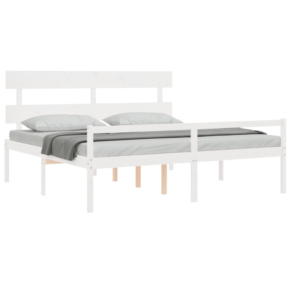 Cama idosos super king size c/ cabeceira madeira maciça branco