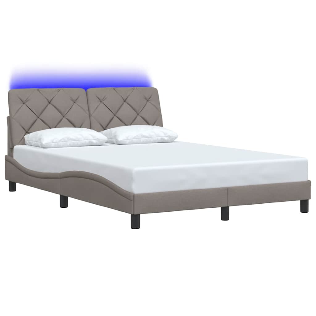 Estrutura de cama com LED sem colchão 140x200 cm tecido