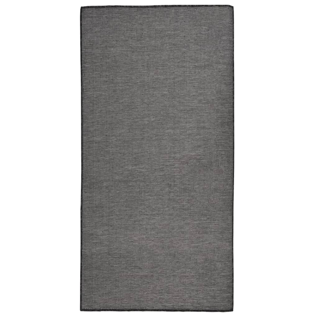 Tapete de tecido plano para exterior 100x200 cm cinzento