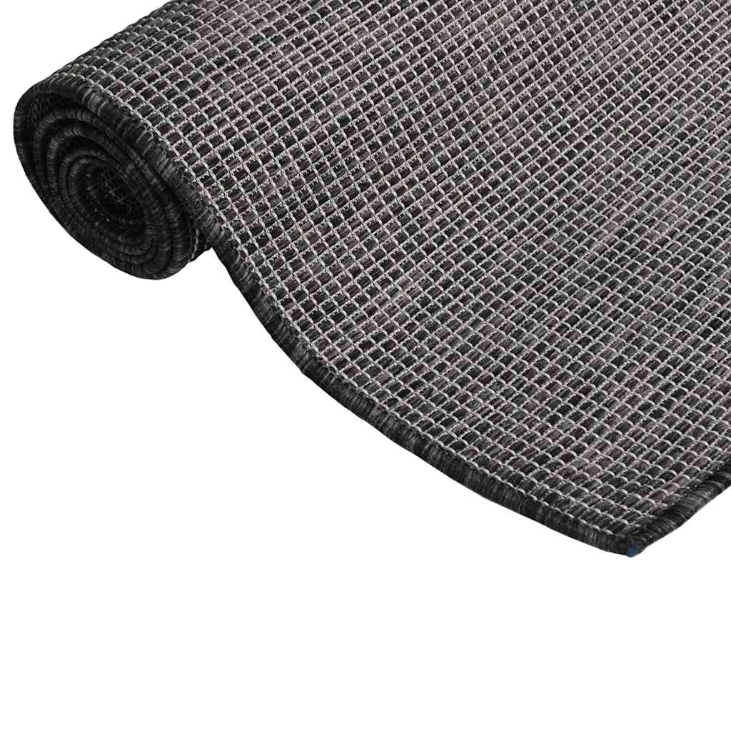 Tapete de tecido plano para exterior 100x200 cm cinzento