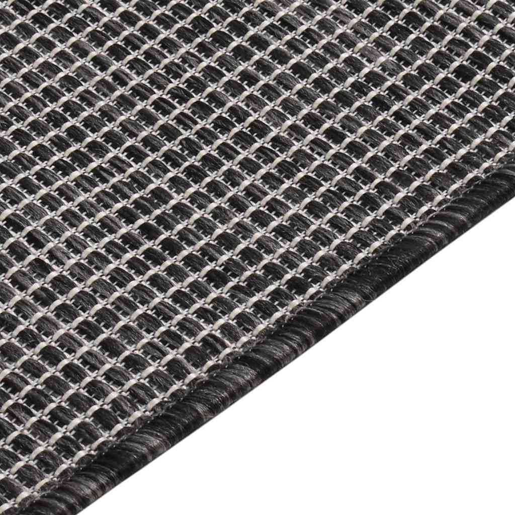 Tapete de tecido plano para exterior 100x200 cm cinzento