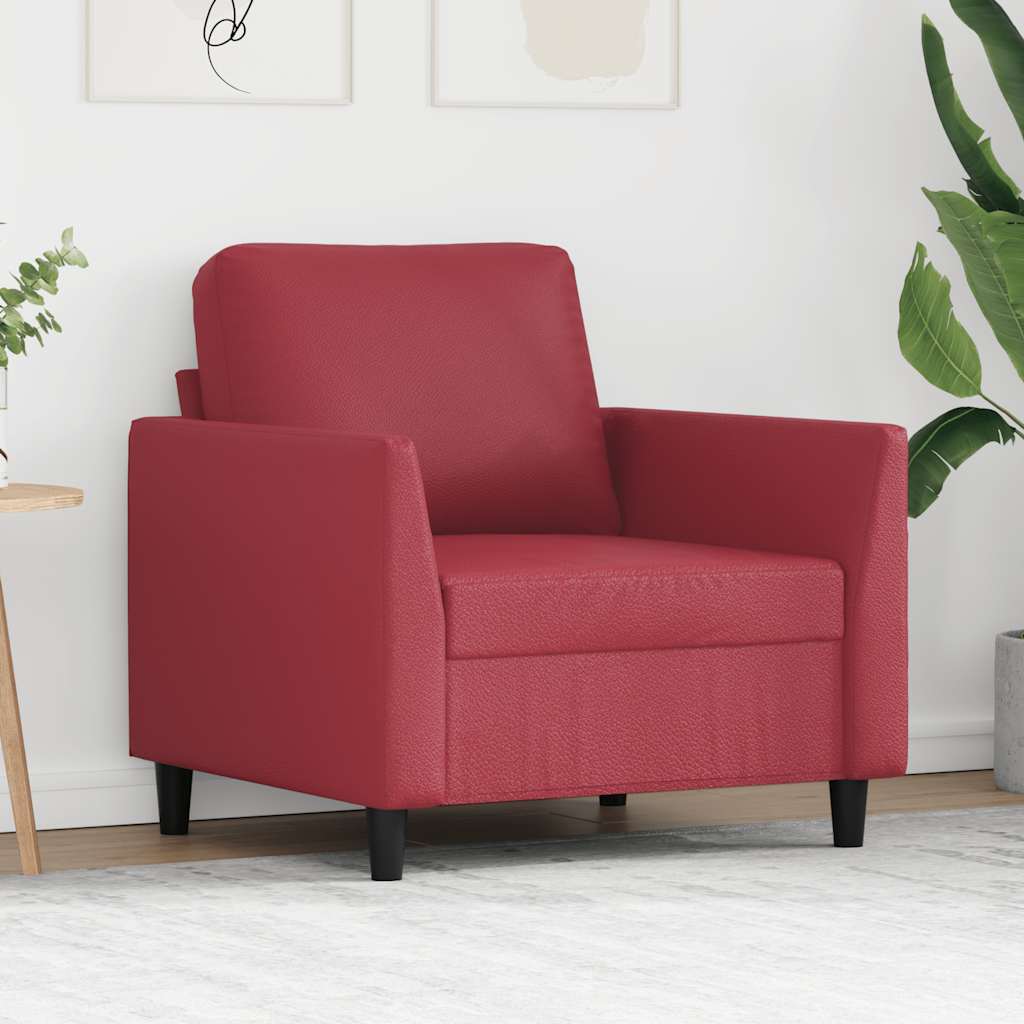 Poltrona 60 cm couro artificial vermelho tinto