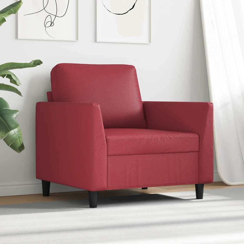 Poltrona 60 cm couro artificial vermelho tinto