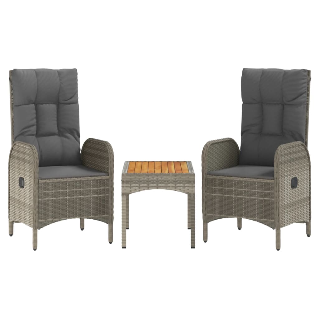 4 Pcs conjunto de jantar p/ jardim c/ almofadões vime PE cinza
