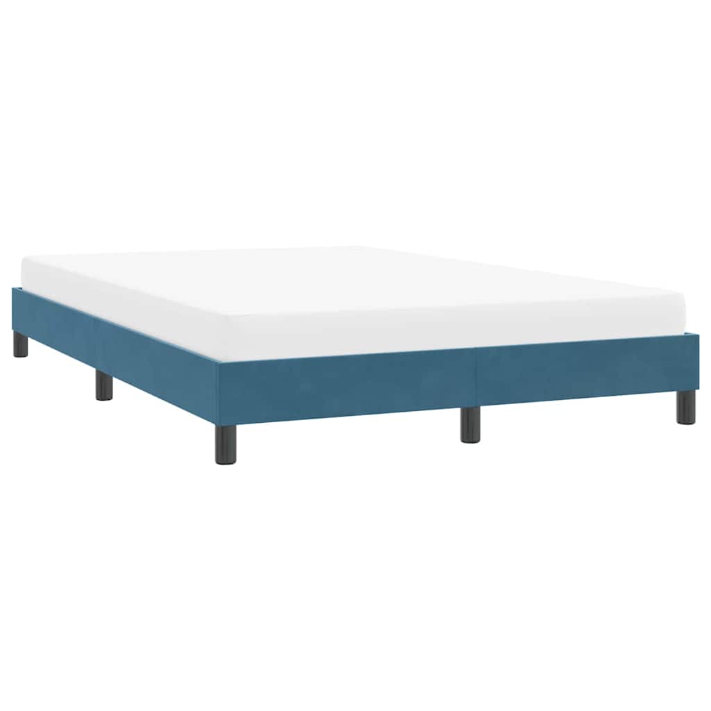 Estrutura de cama sem colchão 160x210 cm veludo azul