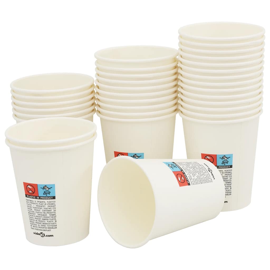 Copos de café de papel 1000 pcs 8oz 200ml branco