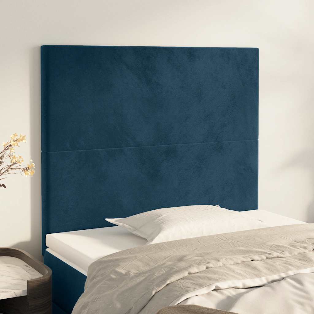 Cabeceira azul escuro 100x5x118/128 cm veludo