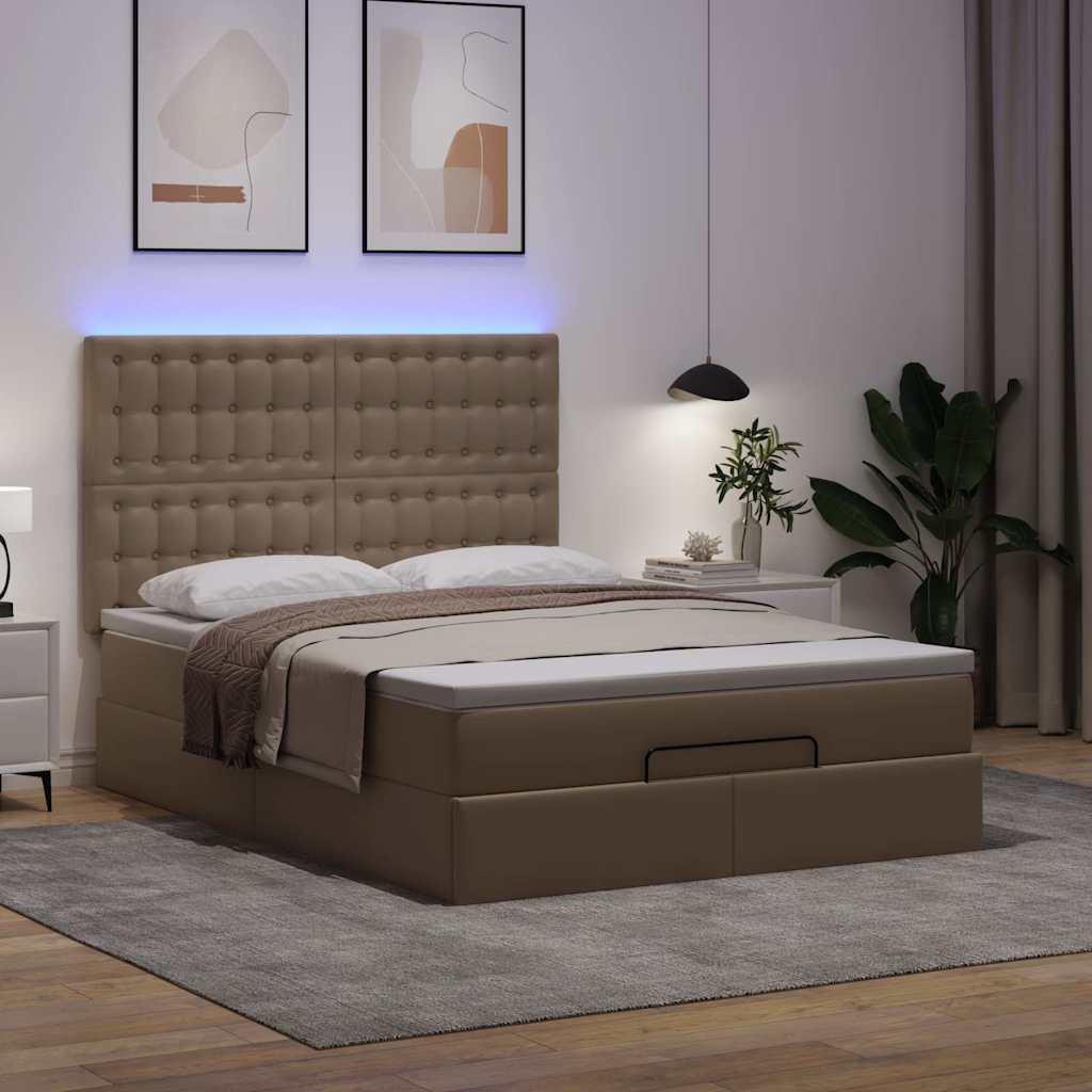 Estrutura de cama otomana com colchão cappucino 140x190 cm