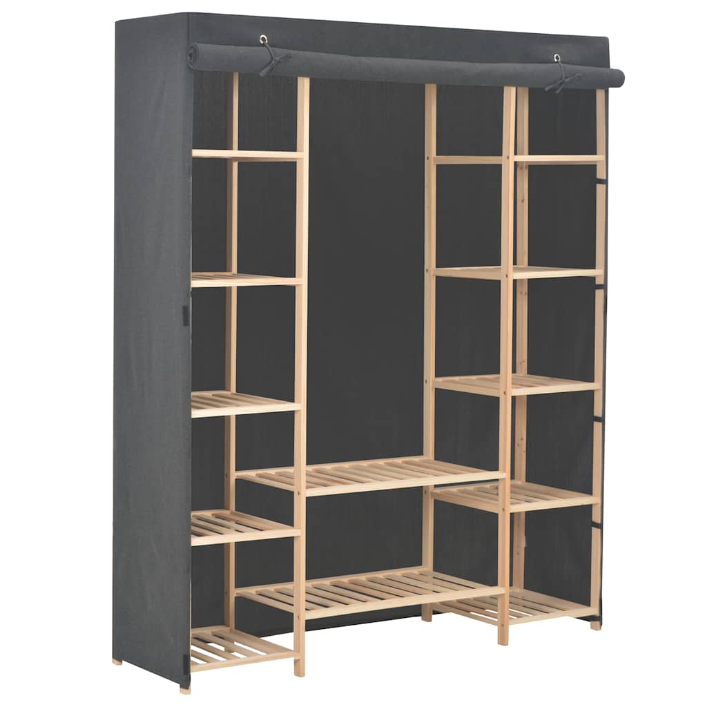 Roupeiro 135x40x170 cm tecido cinzento