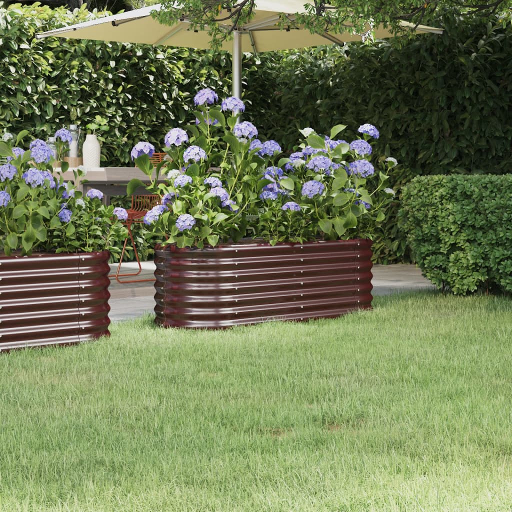 Canteiro elevado jardim 114x40x36cm aço galvanizado castanho