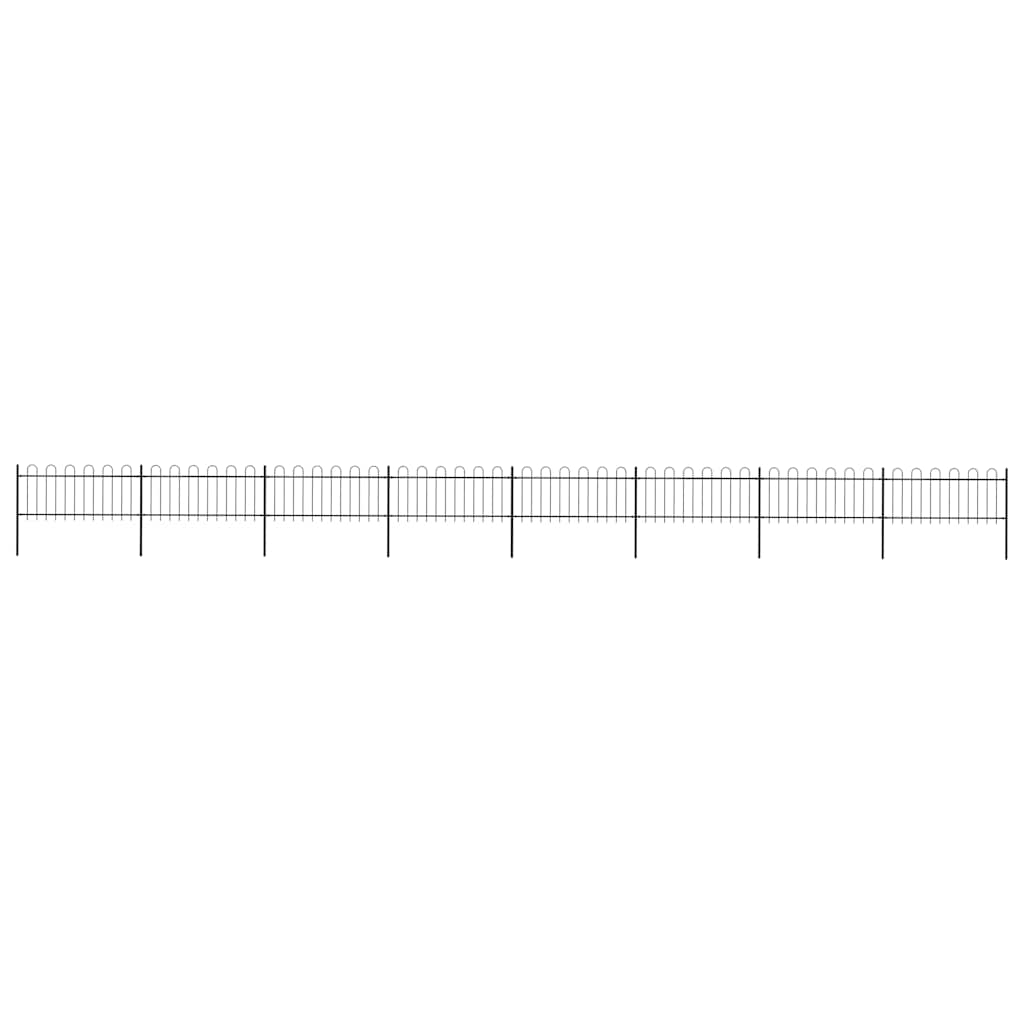 Cerca de jardim com arco superior em aço 1339 x 80 cm, preta