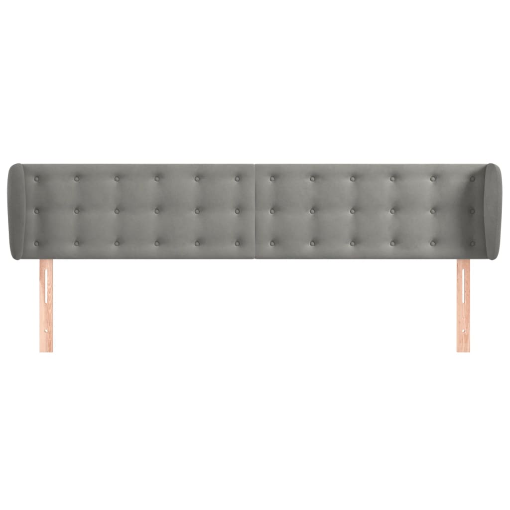 Cabeceira de cama c/ abas veludo 203x23x78/88 cm cinzento-claro