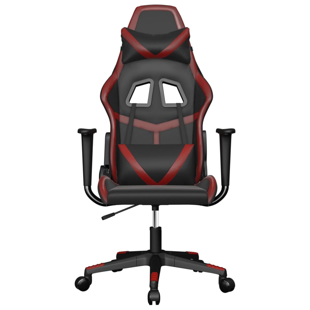 Cadeira gaming couro artificial preto e vermelho tinto