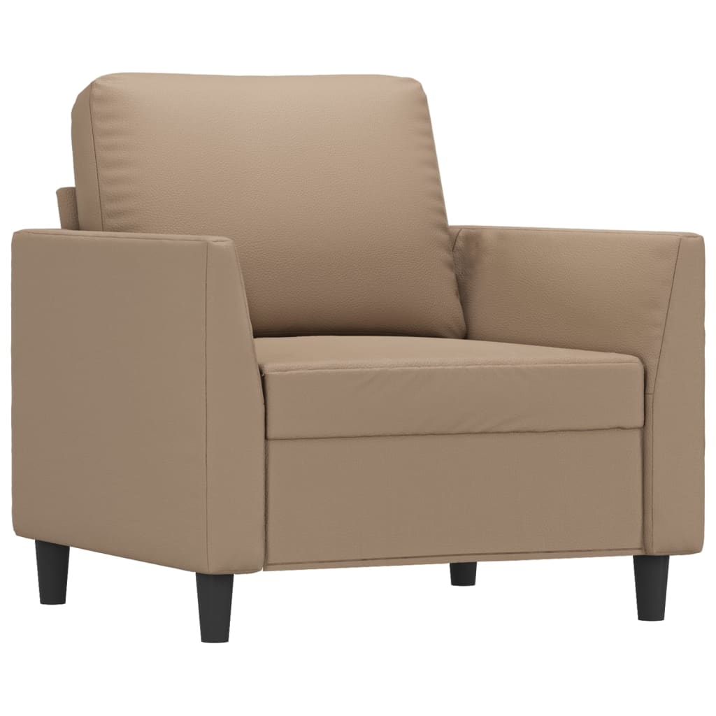 4 Pcs conjunto sofás c/ almofadões couro artif. cor cappuccino
