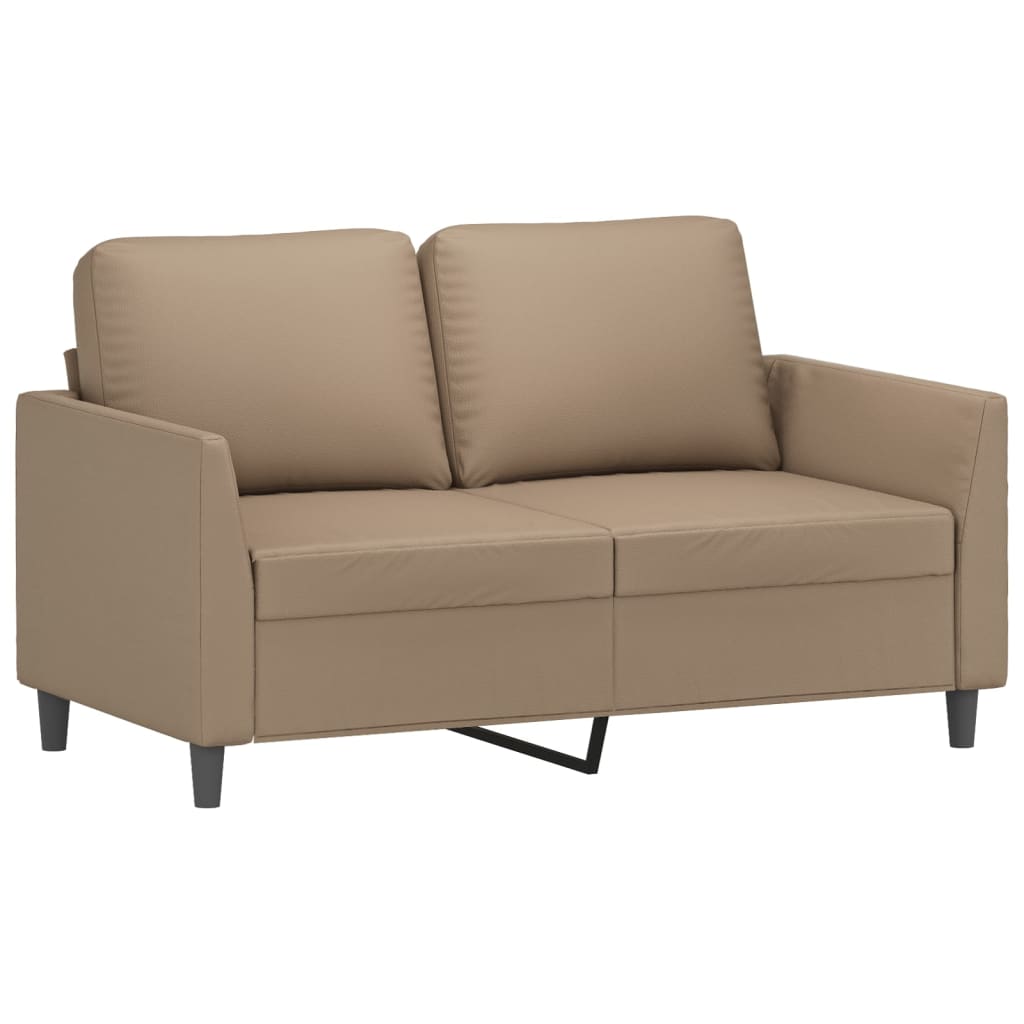 4 Pcs conjunto sofás c/ almofadões couro artif. cor cappuccino