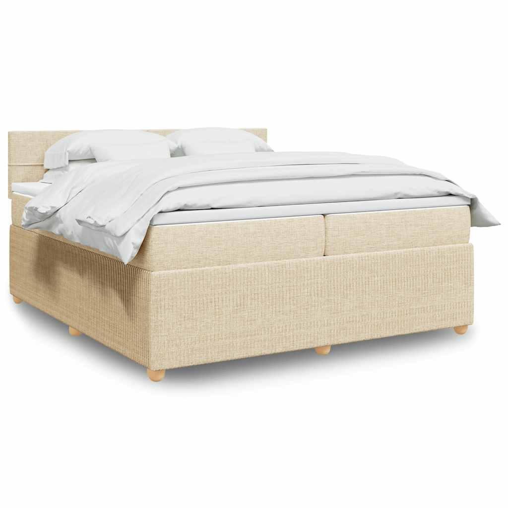 Cama com molas/colchão 200x200 cm tecido cor creme